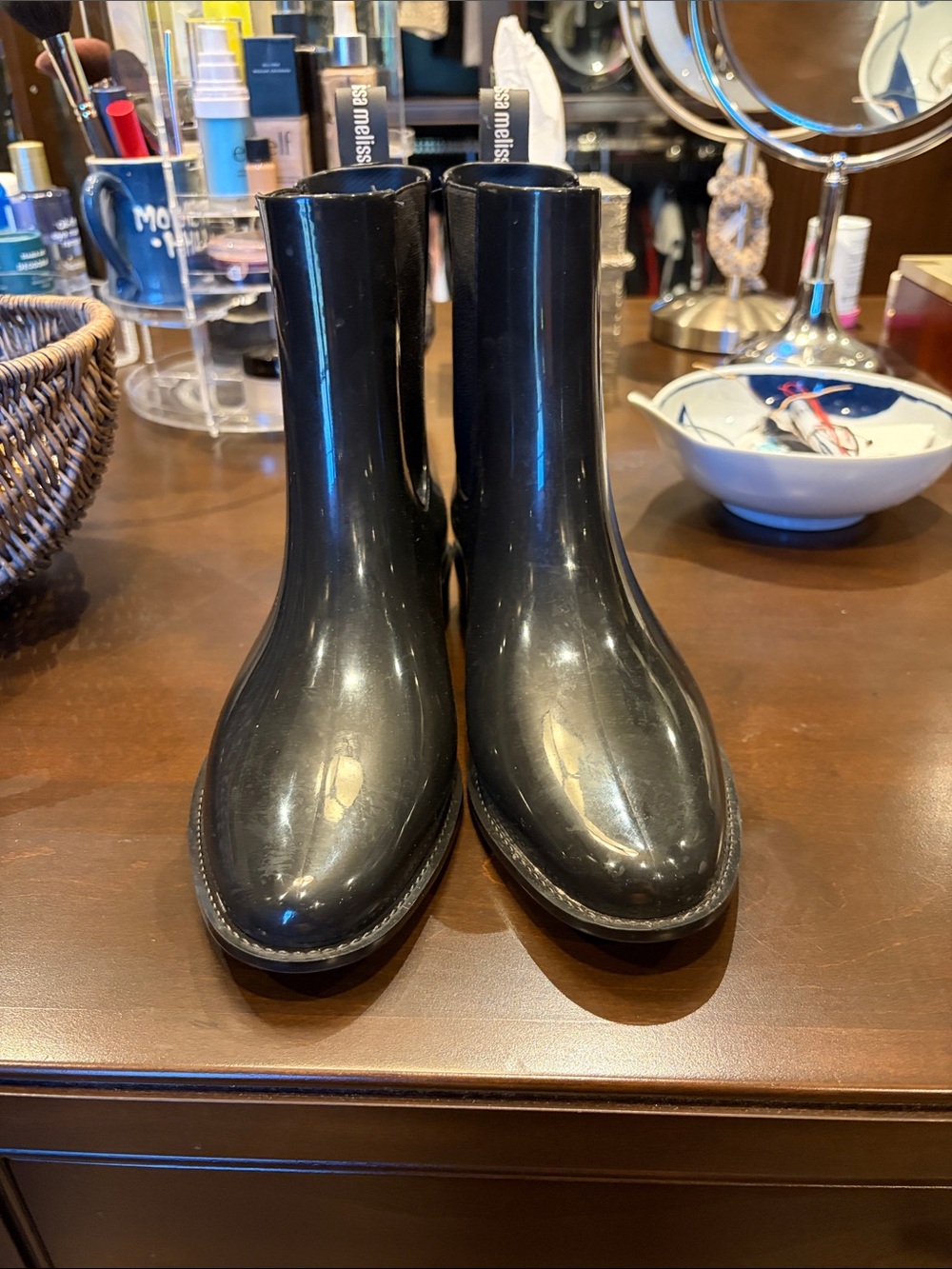 Melissa women Glossy Black Chelsea Rain Boots